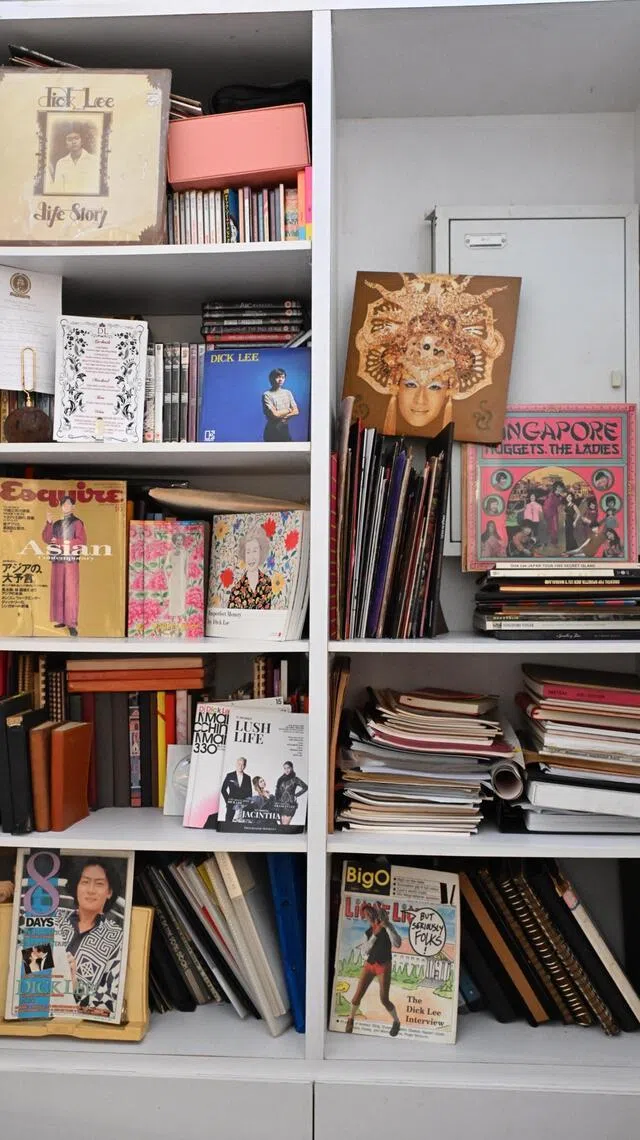 A cupboard in Dick Lee's study room that contains his prized possessions from yesteryear seen on June 25, 2026.