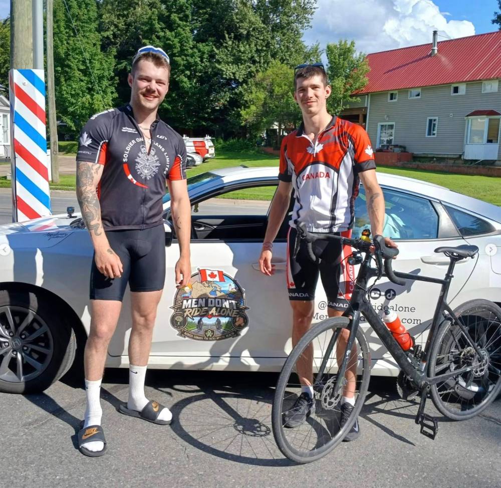 INSTAGRAM
Valentin Duquenne, left, and Thomas Clark had their bicycles stolen while they did a media interview in downtown Winnipeg Friday morning.
