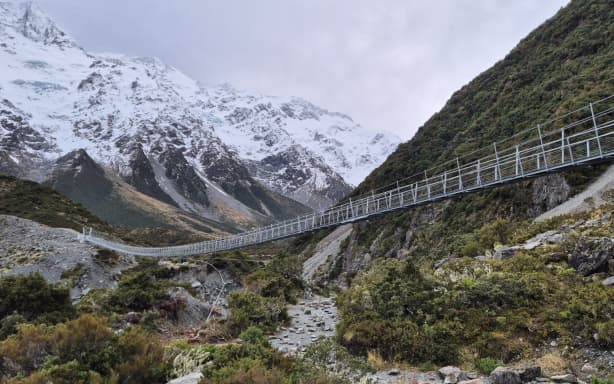 The new 189m long Hooker Valley suspension bridge at Aoraki Mount Cook opens on Tuesday 28 July, 2026.