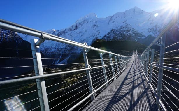 The new suspension bridge up the Hooker Valley at Aoraki/Mount Cook National Park will open to the public next Tuesday.