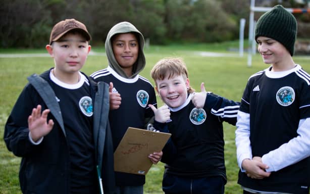 Maungaraki School students Marcus Hu, Ajay Saravanan, Max Luke, Diaz Herapath