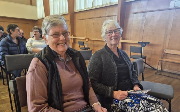 Nancy Neal (L) and her friend Maureen James.