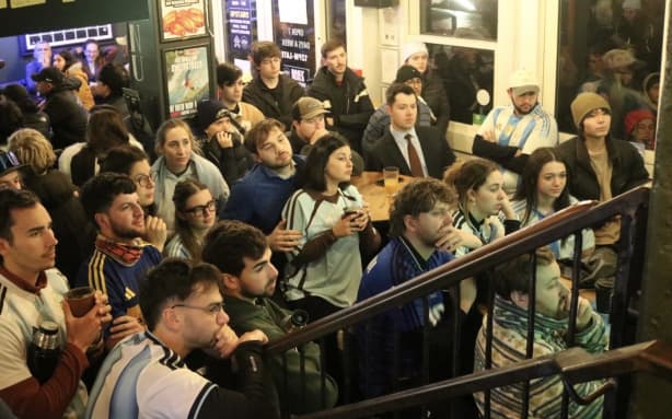Locker Room in Queenstown is packed for the FIFA final between Spain and Argentina.