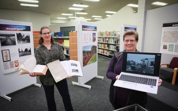Research librarian Shelley North (right) and archives reference and special collections manager Rowan Miller (left) are passionate about teaching Hamiltonians good preparation habits.