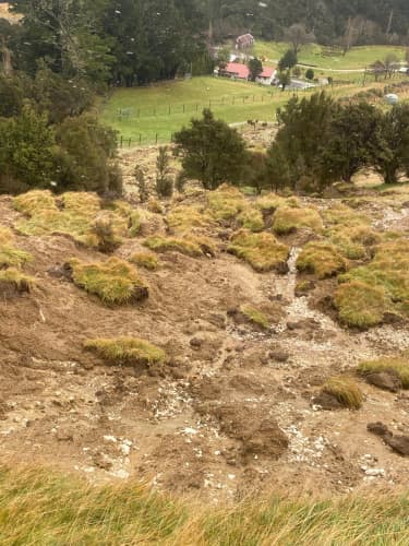Slips in the Puhi Puhi Valley after heavy rain last week. Supplied Fee Gray.