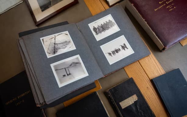 Newly released documents include photos and notebooks from Robert Scott and Ernest Shackleton's historic Discovery expedition to Antarctica from 1901-04. Insights from the expedition help modern scientists better understand long-term weather patterns. (ABC News: Alex Parsons)