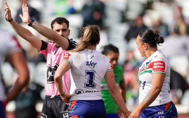 Maarire Puketapu of the Warriors is sent to the sin bin, Canberra Raiders v NZ Warriors, round 2 of the Women's Telstra Premiership at GIO Stadium, Canberra, Australia on Sunday 12 July 2026.
Photo: NRL Photos