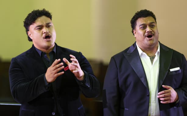 Jordan and Faamanu Fonoti-Fuimaono singing at the Kiri Te Kanawa Song Quest 2026 Semi-Finals