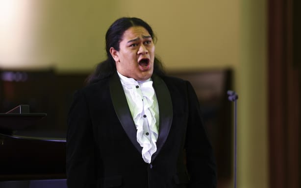 Samuel Mataele singing at the Kiri Te Kanawa Song Quest 2026 Semi-Finals