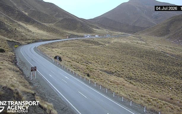 The Lindis Pass live webcam around 11am Saturday July 4.
