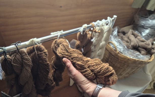 She sells the skeins from her home studio.