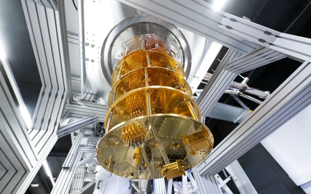 A quantum computer being built by the start-up IQM Germany, in a data center, shown on 5 December, 2024.