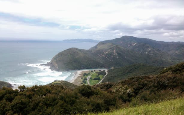 Cape Reinga looking south to Tapotupotu and Spirits Bay.