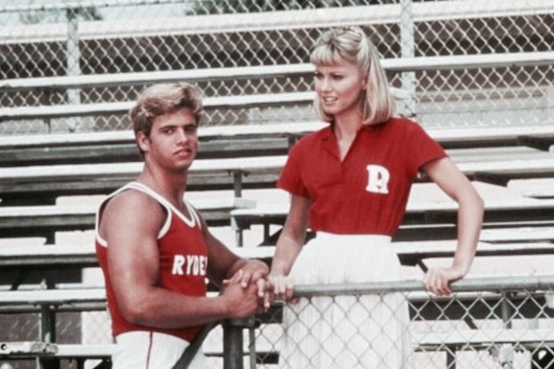 Lorenzo Lamas and Olivia Newton-John in Grease.