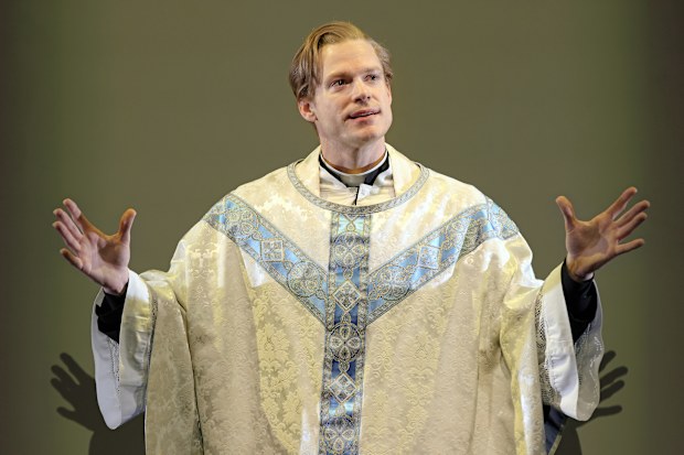 Sam Reid as Father Flynn in Sydney Theatre Company’s revival of Doubt: A Parable.