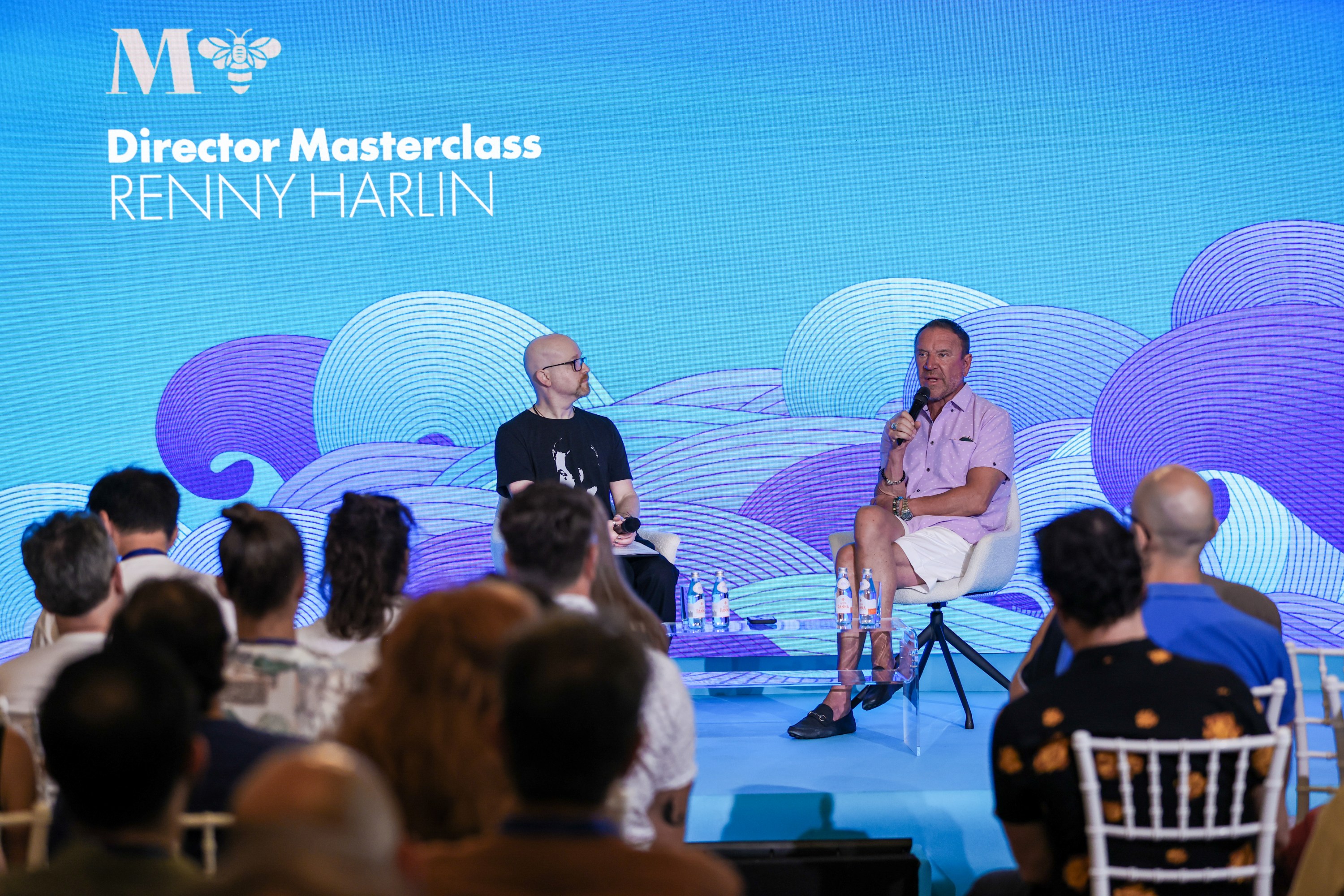 Filmmaker Renny Harlin and moderator Steven Weintraub of Collider share the stage during a masterclass conversation at Malta’s Mediterrane Film Festival on June 26, 2026.