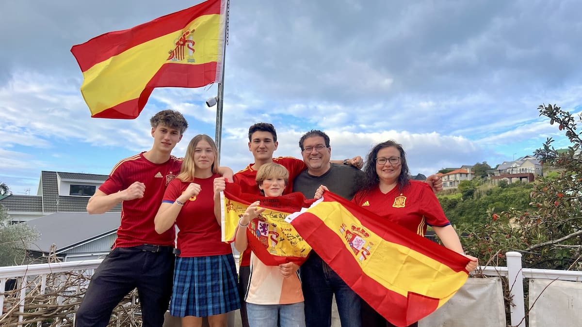 Spanish family delays school to cheer World Cup victory in Napier
