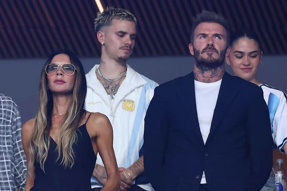 David Beckham and Victoria Beckham at the FIFA World Cup 2026 Round of 32 match between Argentina and Cape Verde at Miami Stadium
