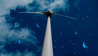 Wind turbine and butterflies