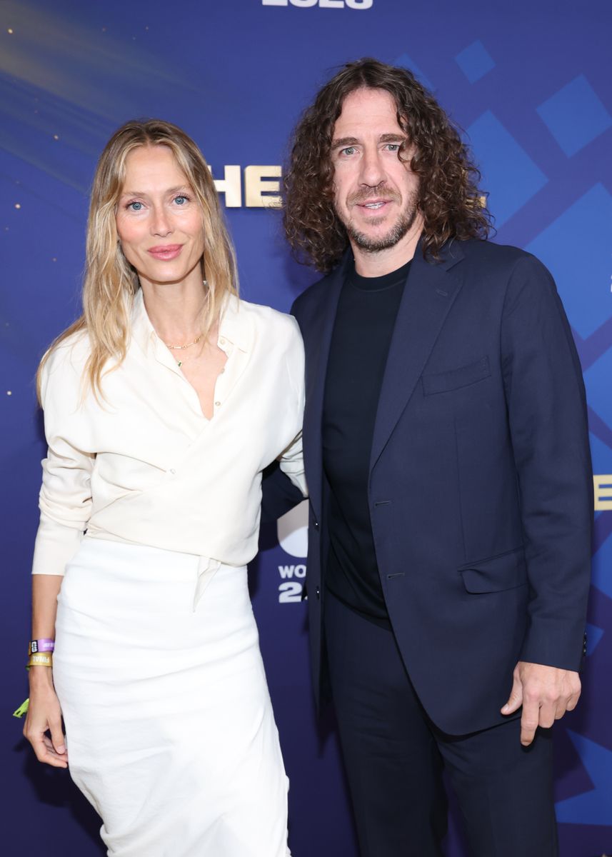 Vanesa Lorenzo and Carles Puyol at the FIFA Gold Carpet before the FIFA World Cup 2026 Final match between Spain and Argentina