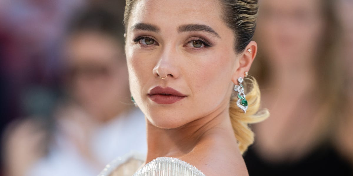 Florence Pugh Makes a Surprise Appearance at the 'Spider-Man' Premiere in a Silver Fringe Dress