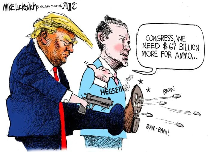 Trump shoots himself repeatedly in the foot as Hegseth says, "Congress, we need $67 billion more for ammo..."