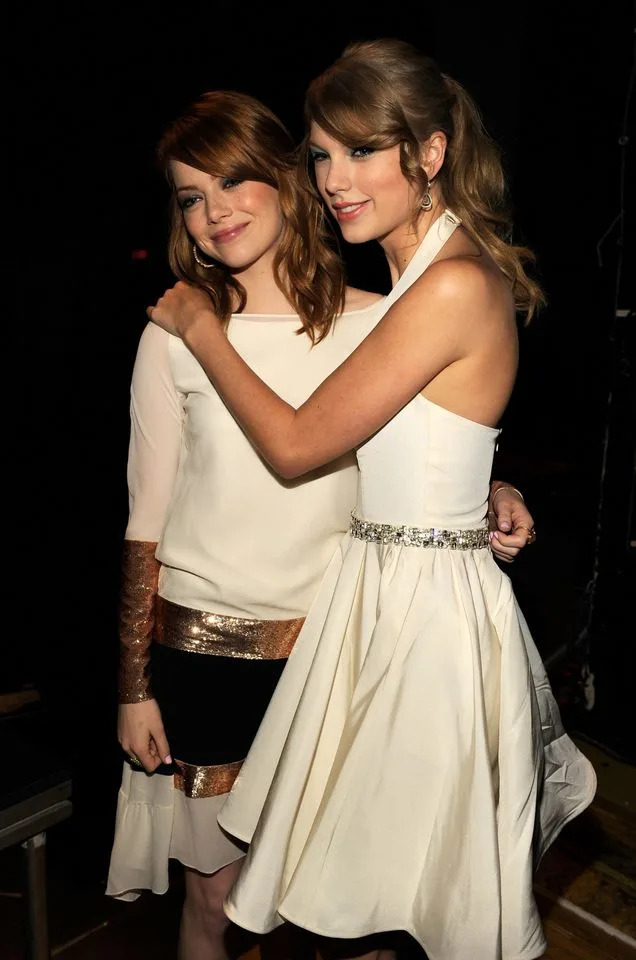Emma Stone and Taylor Swift at the 2011 Teen Choice Awards.Credit: Getty