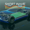 Artistic rendering of a see-through electric vehicle with a battery in the center.