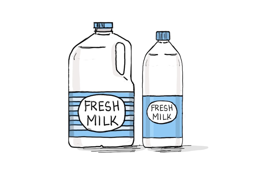 An illustration of two bottles of milk.