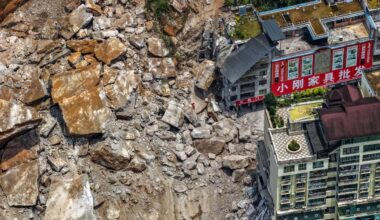 Aerial video shows immediate aftermath of huge landslide that buried houses in China - Stuff