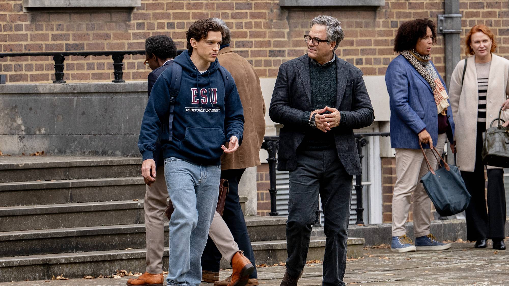 Tom Holland as Peter Parker / Spider-Man and Mark Ruffalo as Bruce Banner / Hulk in "Spider-Man: Brand New Day"