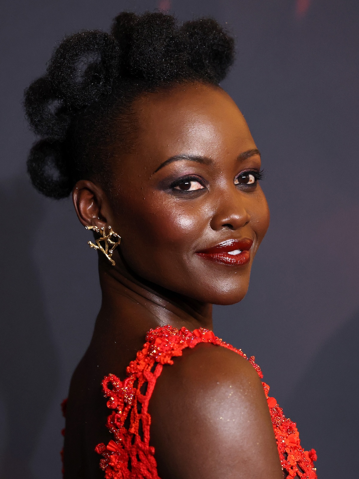 Lupita Nyong'o at the Paris premiere of The Odyssey.