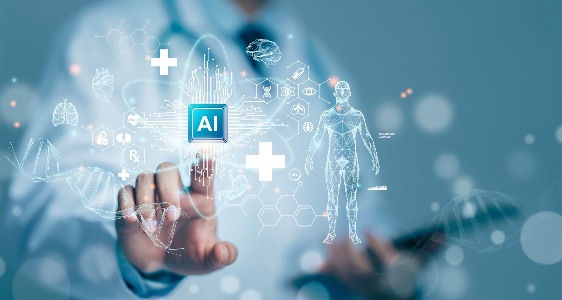 A doctor using AI tech