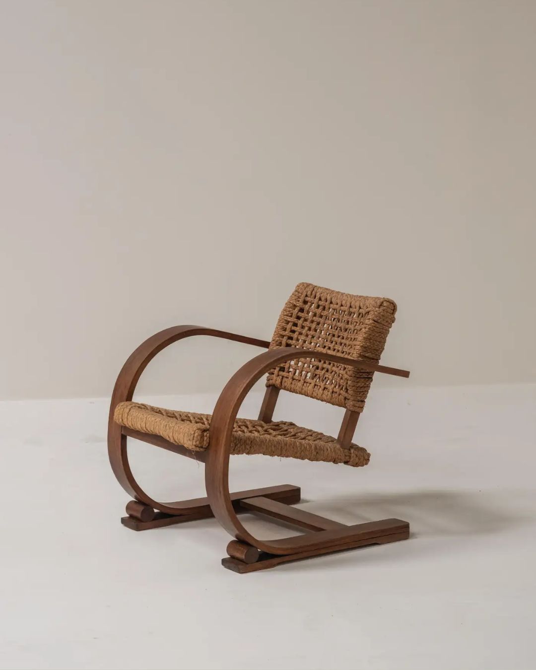 Mid-Century Rope Chair by Audoux &amp; Minet, France, 1950s.
