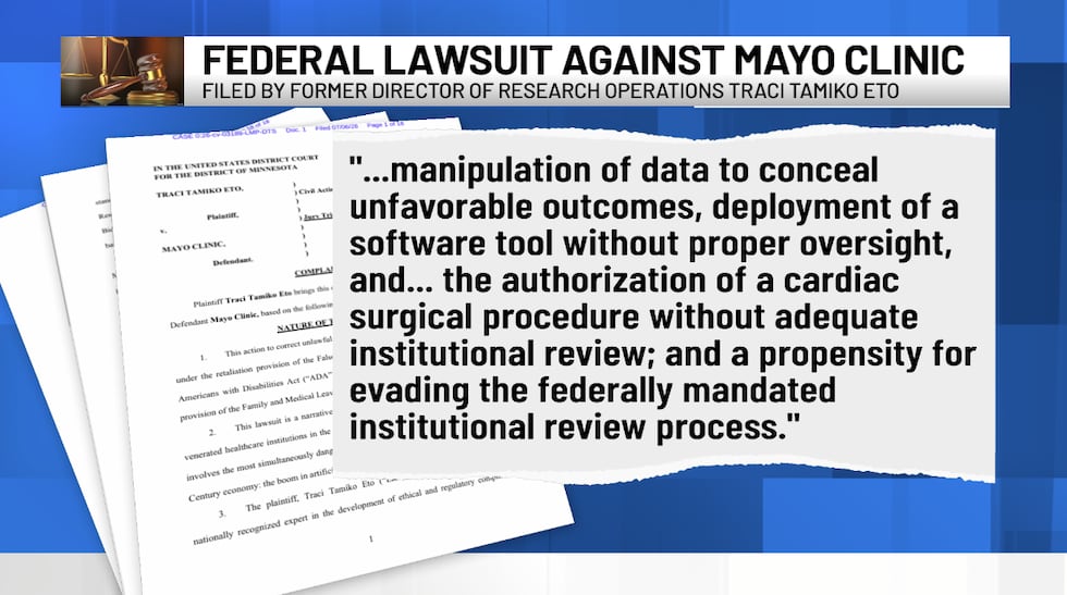A former Mayo Clinic employee says the medical giant ignored federal standards in lawsuit...
