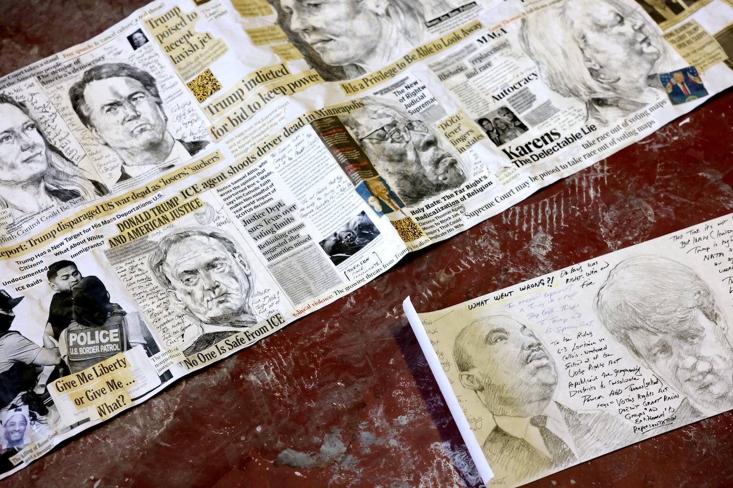 Artist Shea Justice chronicles America's unraveling in an epic scroll