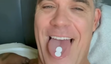 Robbie Williams responds to viral clip after speculation over white object and drugs