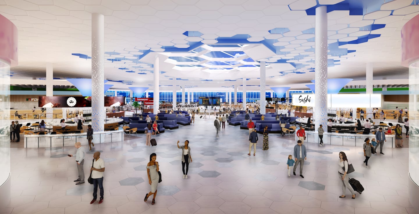 A computer rendering of the proposed renovation of Logan airport's Terminal C.