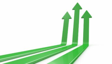 Green arrows going up together white