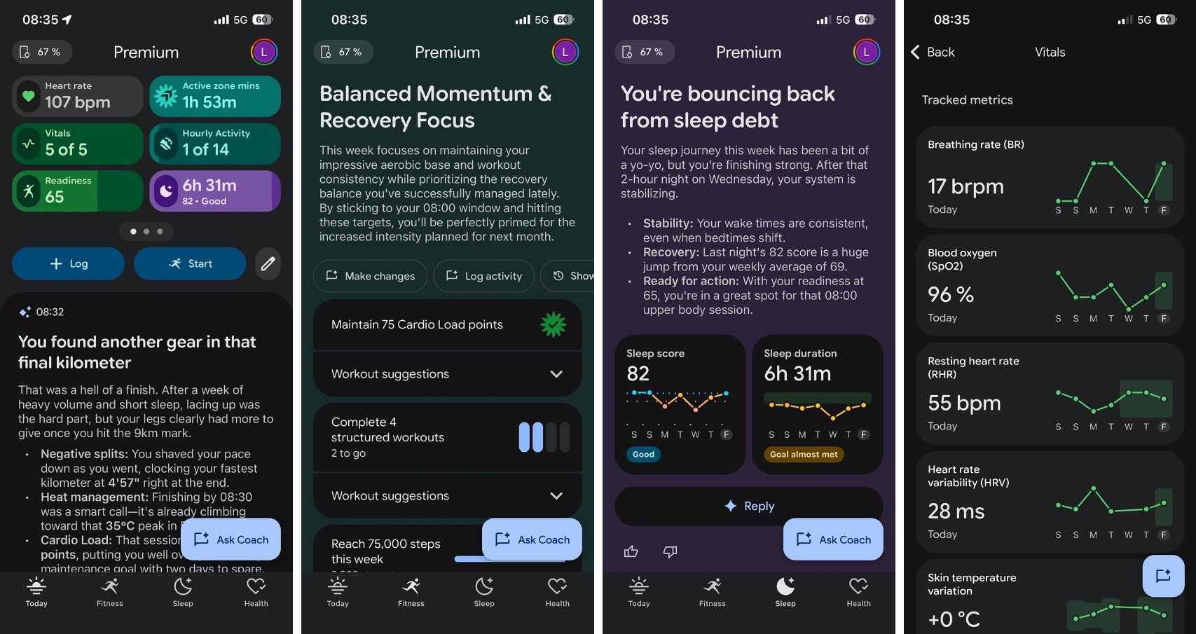 Google Health app metrics