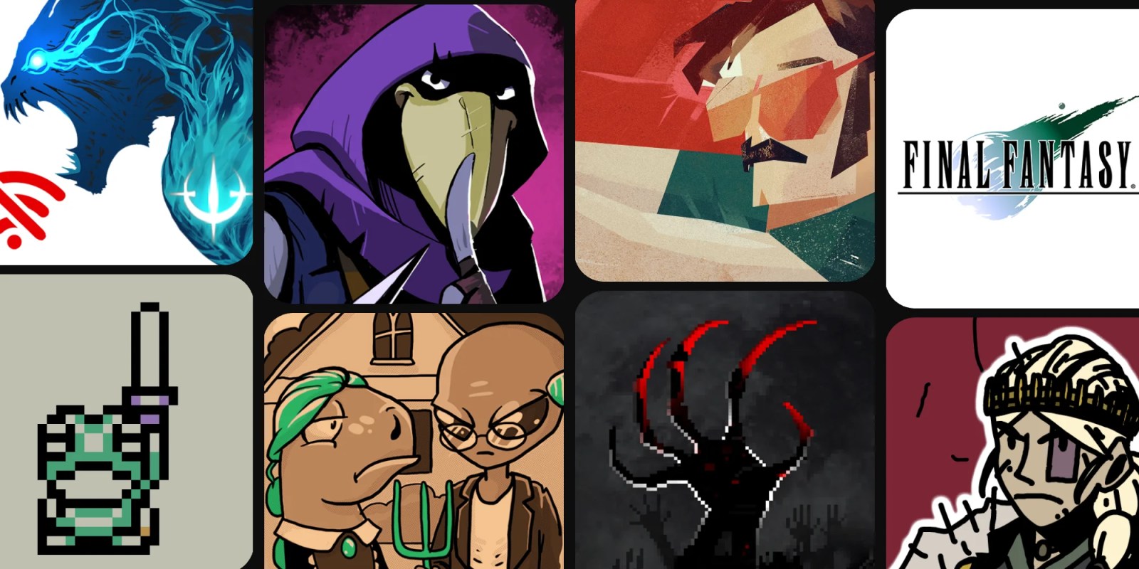 A collage of cartoon characters