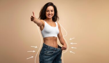 Happy Attractive Slender Woman Weight Loss Success Thumbs Up
