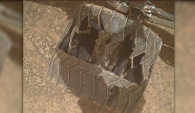 Curiosity Mars rover inspects cracked wheel photo of the day for July 24, 2026