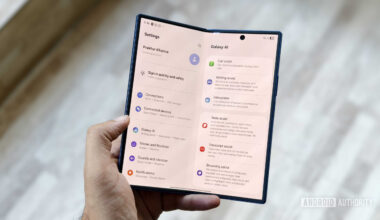 Samsung Galaxy Z Fold 7 half-folded.