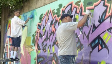 Graffiti artists complete mural ahead of permission wall opening