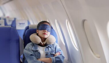 Female passenger sleep on plane flight