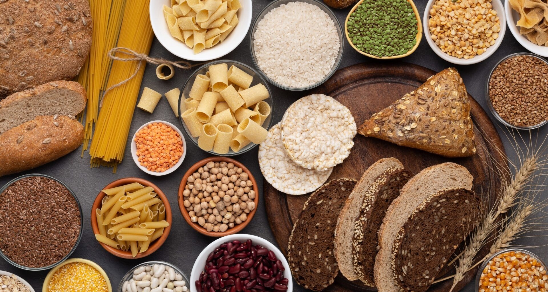 Healthy nutrition. Selection of gluten free products on wooden background