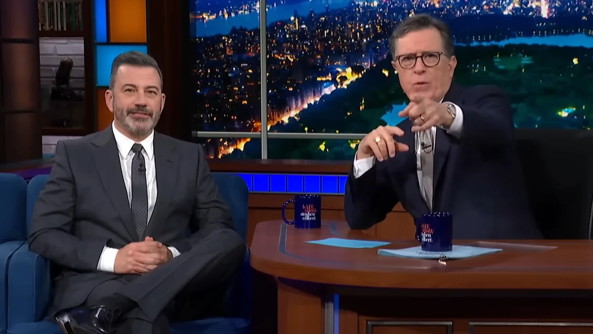 Jimmy Kimmel as a guest on The Late Show With Stephen Colbert