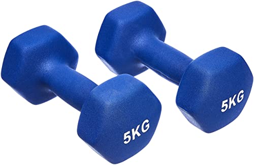 Amazon Basics Neoprene Dumbbell Pair, 10kgs (5 Kg X 2 Count), Blue