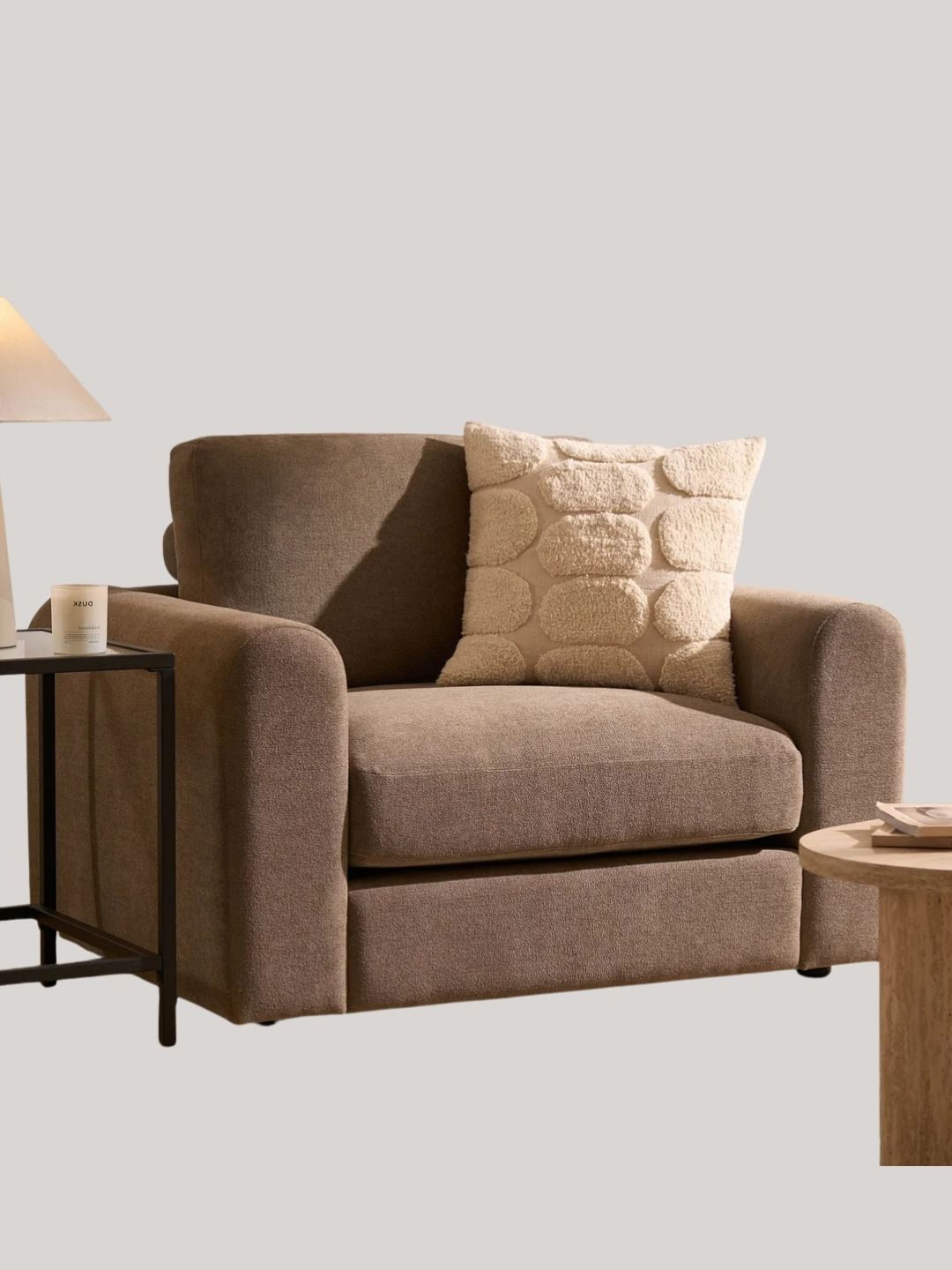 DUSK, Antalya Loveseat in Chenille Mushroom